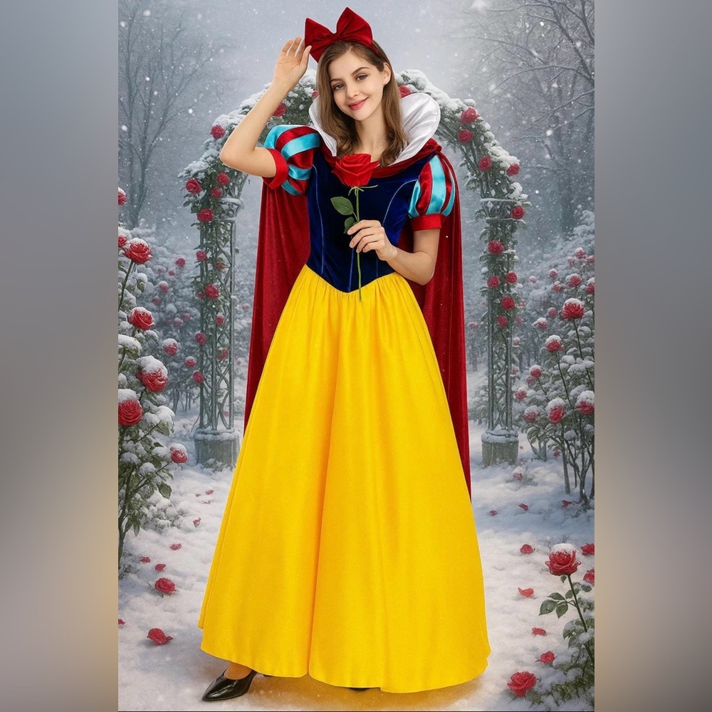 Snow White Adult Women’s Costume - Red, Blue, Yellow